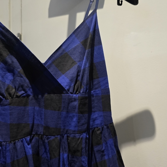 ✅️Elegant Blue Checkered Midi Dress - Picture 5 of 9